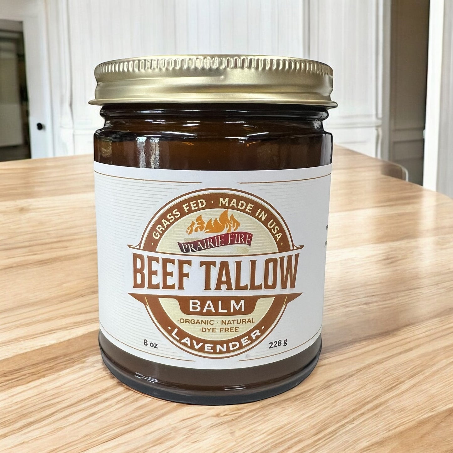 Beef Tallow Balm - 8 oz - Organic Grass Fed - Body Butter - Prairie Fire Kansas Native Pasture