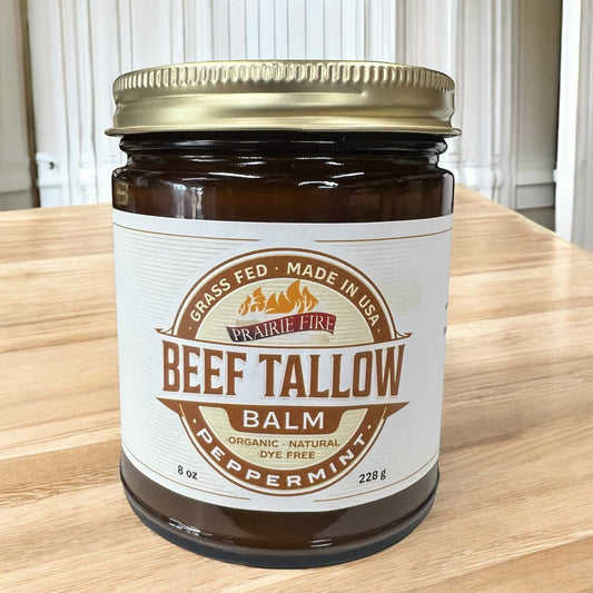 Beef Tallow Balm - 8 oz - Organic Grass Fed - Body Butter - Prairie Fire Kansas Native Pasture