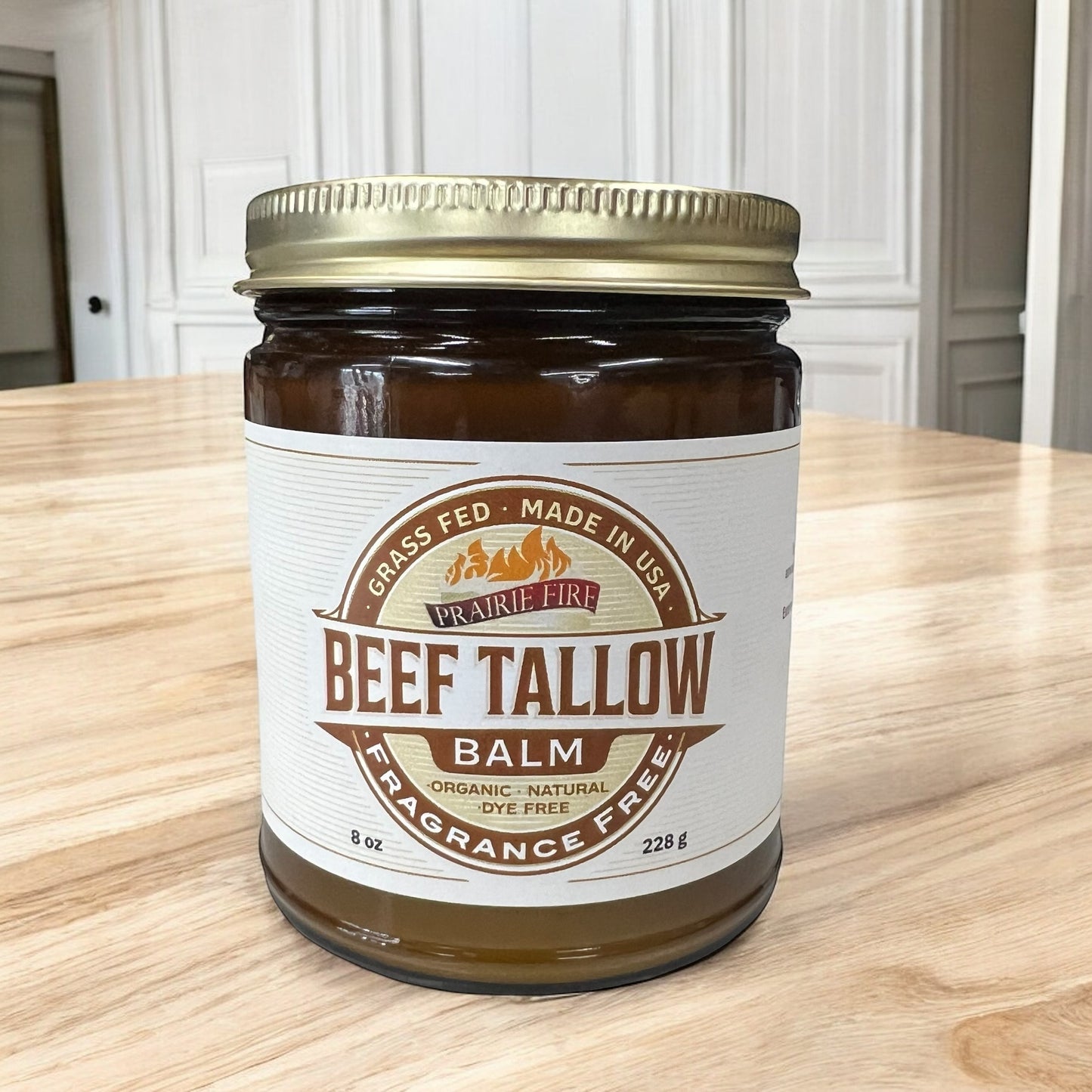 Beef Tallow Balm - 8 oz - Organic Grass Fed - Body Butter - Prairie Fire Kansas Native Pasture