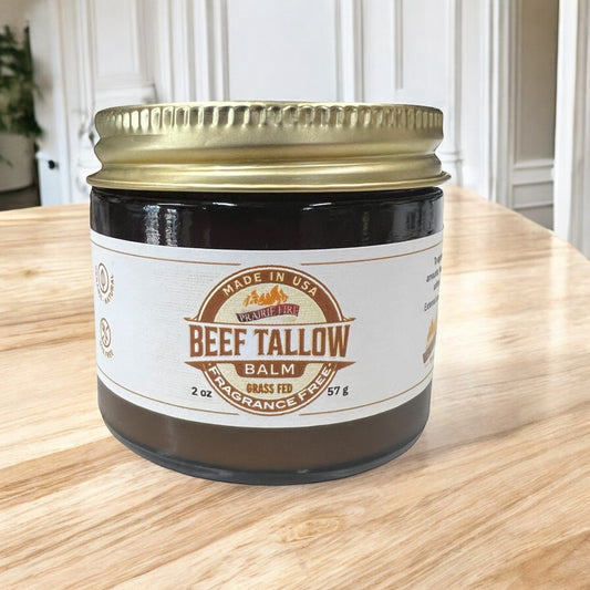 Beef Tallow Balm - 2 oz - Organic Grass Fed - Body Butter - Prairie Fire Kansas Native Pasture