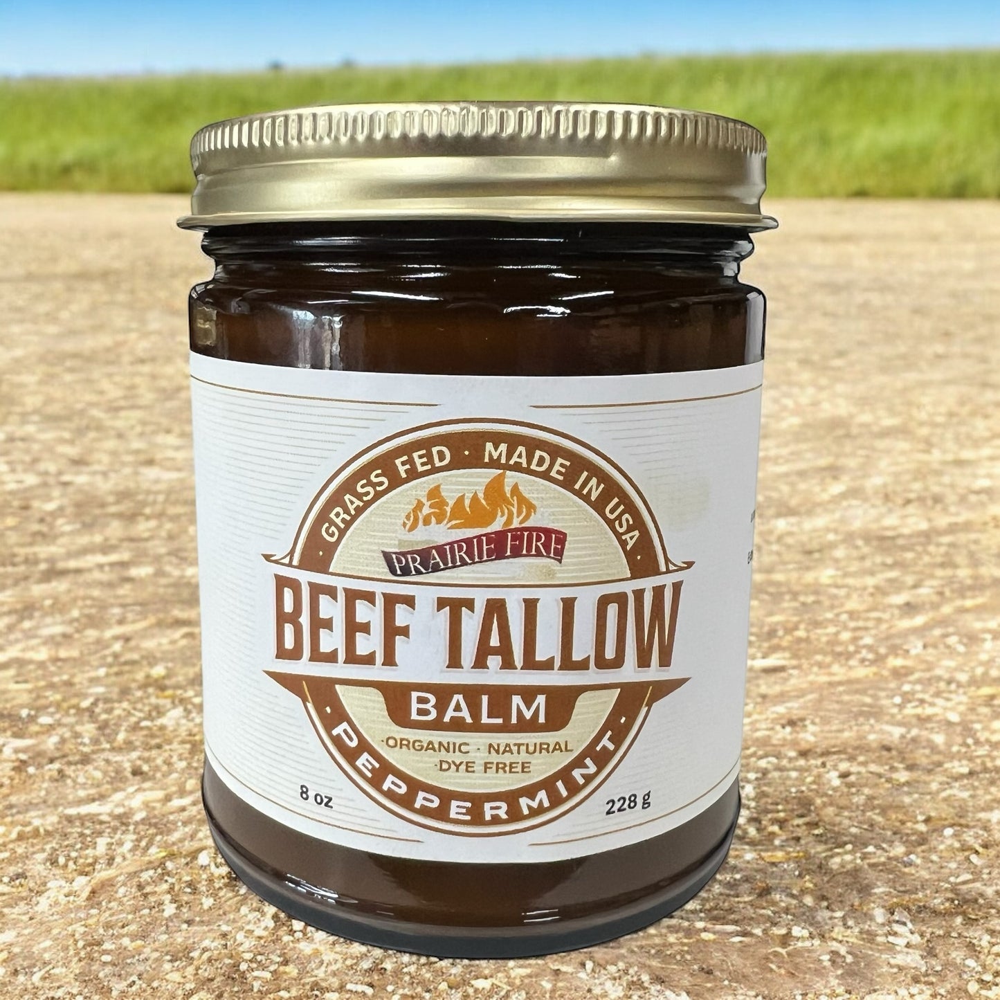 Beef Tallow Balm - 8 oz - Organic Grass Fed - Body Butter - Prairie Fire Kansas Native Pasture