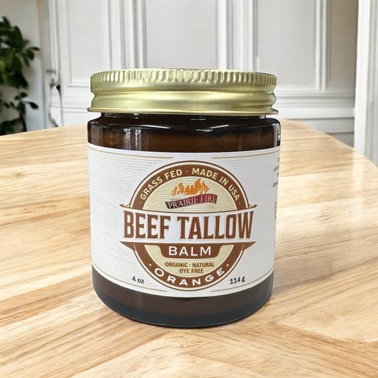 Beef Tallow Balm - 4 oz - Organic Grass Fed - Body Butter - Prairie Fire Kansas Native Pasture