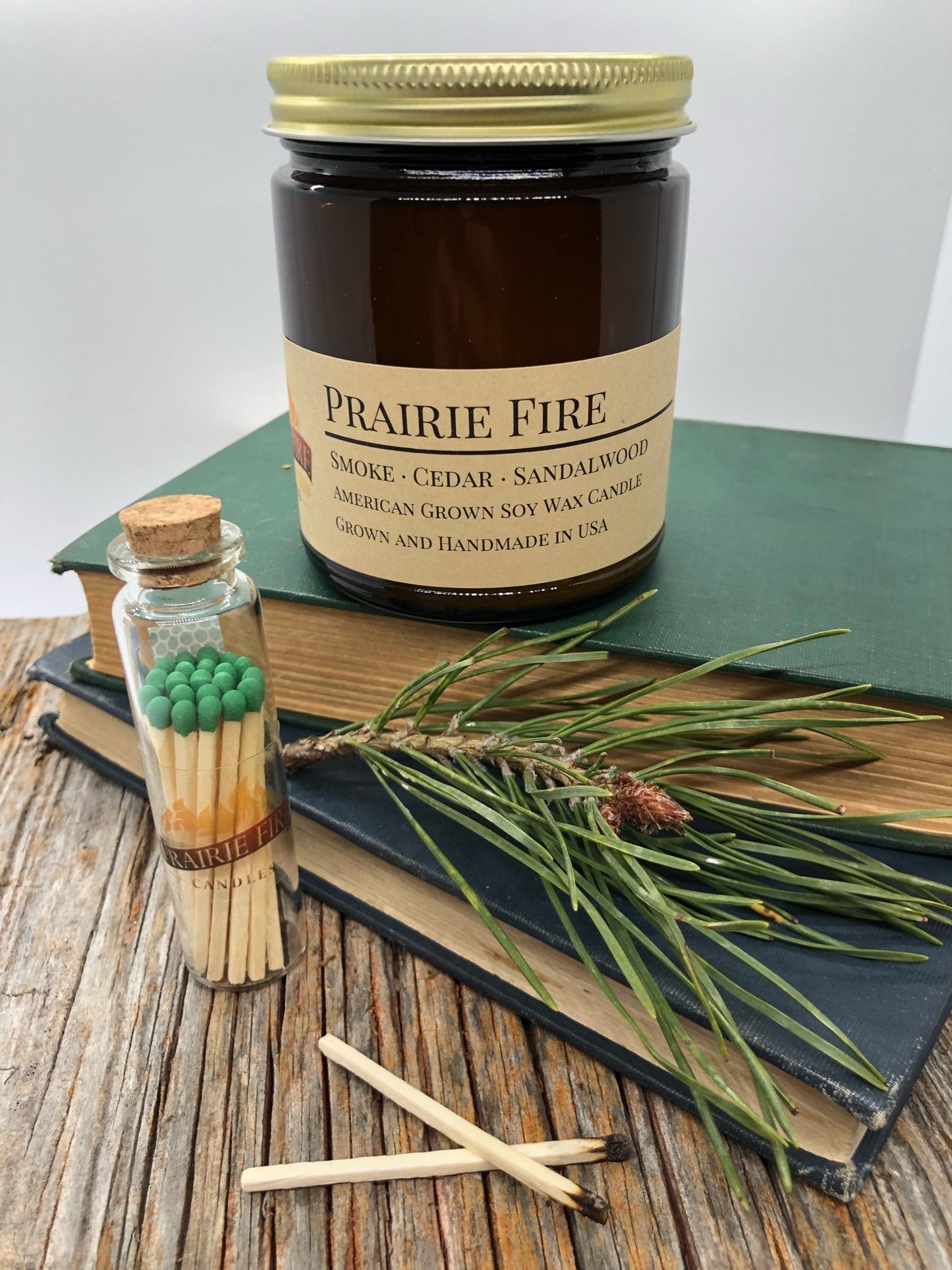 Prairie Fire Soy Candle | 9 oz Amber Apothecary Jar