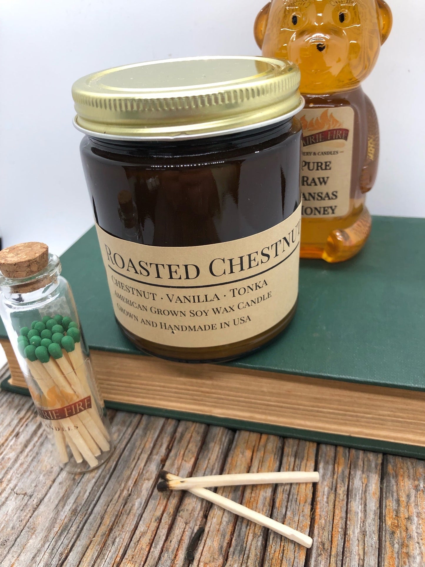 Roasted Chestnut Soy Candle | 9 oz Amber Apothecary Jar