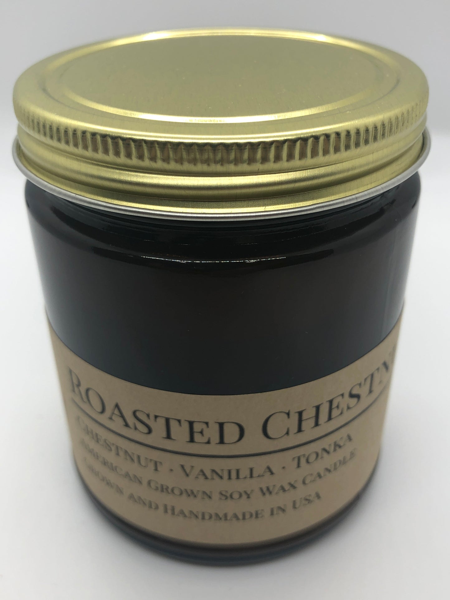 Roasted Chestnut Soy Candle | 9 oz Amber Apothecary Jar